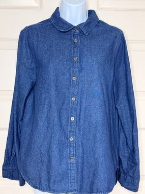 Forever 21 Dark Blue Denim Button-Down Shirt